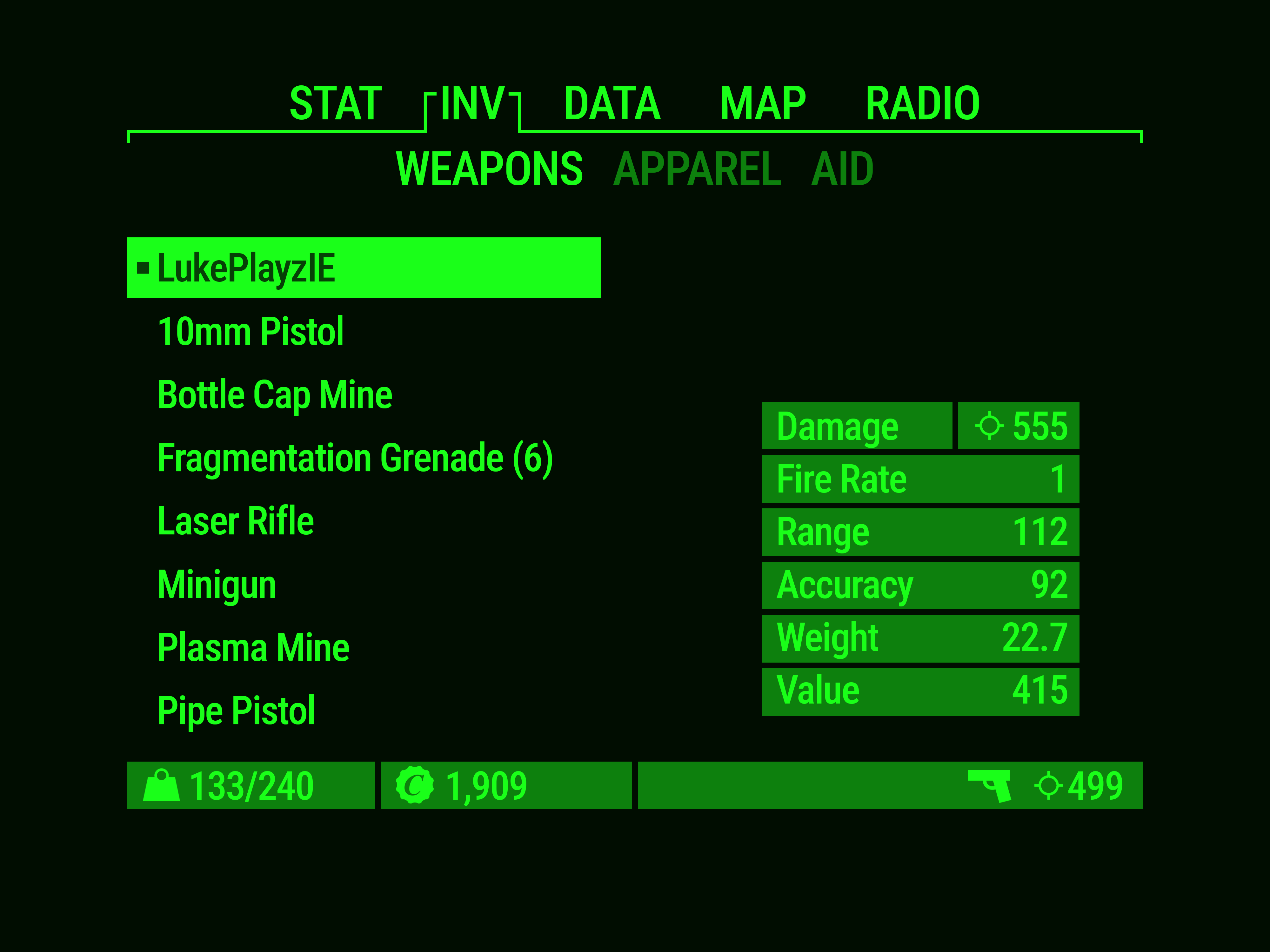 Fallout Pip Boy Screen