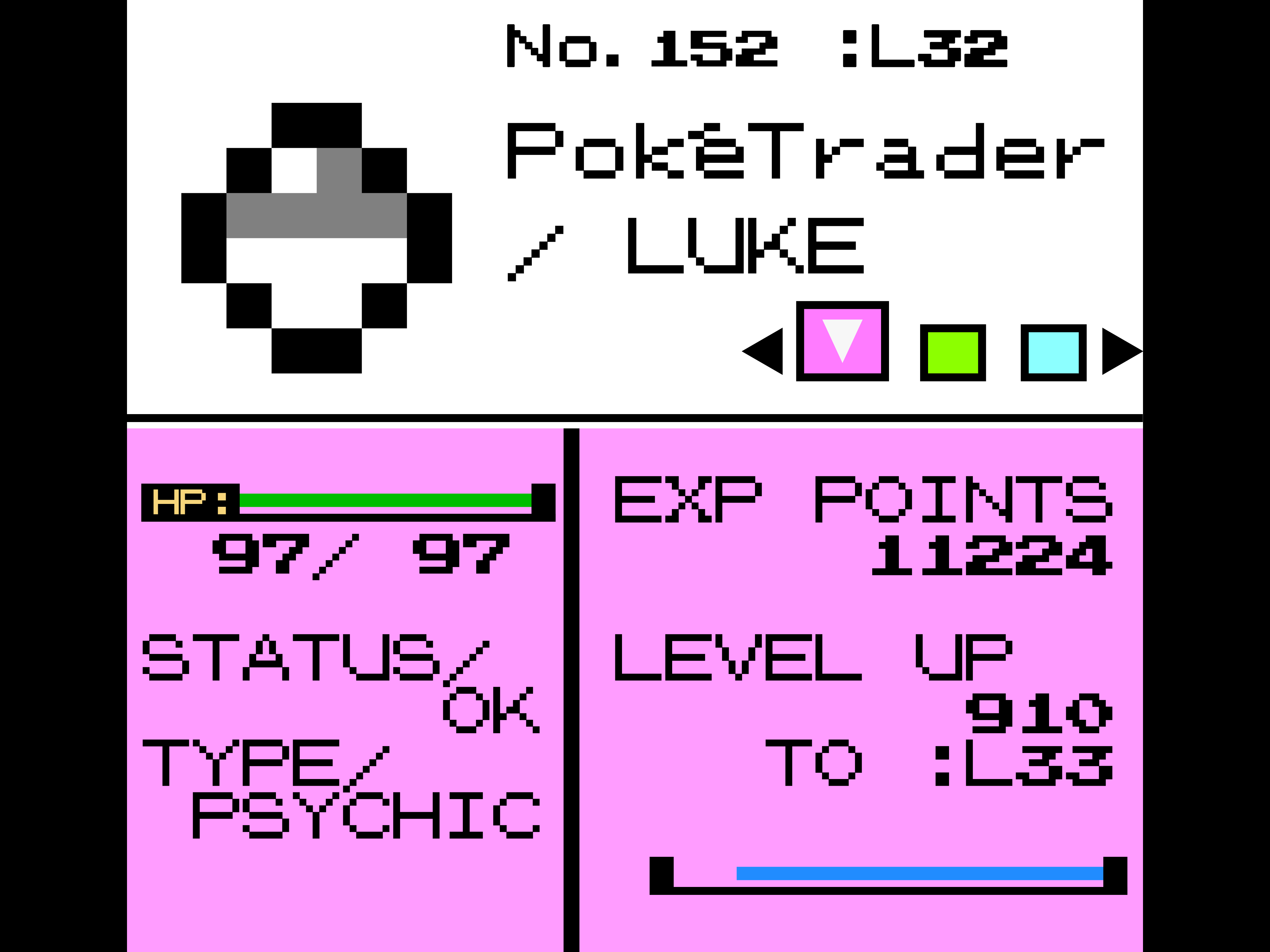 Pokemon Gen 2 Data Screen